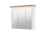 Dulap baie JASMIN, alb/stejar artisan, PAL, cu iluminare LED, cu 3 usi, 83x25x74 cm