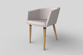 Scaun tapitat living K266, bej/stejar, stofa clasica/lemn, 56X56X72 CM