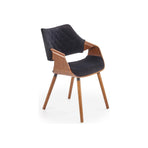 Scaun tapitat K396, negru/nuc, stofa catifelata/placaj, 56x55x77 cm
