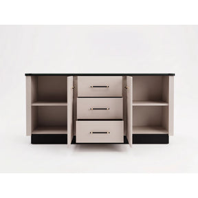 Comoda sufragerie SANTO SA8, casmir/negru, PAL laminat, 170x41x81 cm