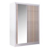 Dulap LADDER, alb/stejar craft, PAL melaminat/sticla, 150x61x215 cm