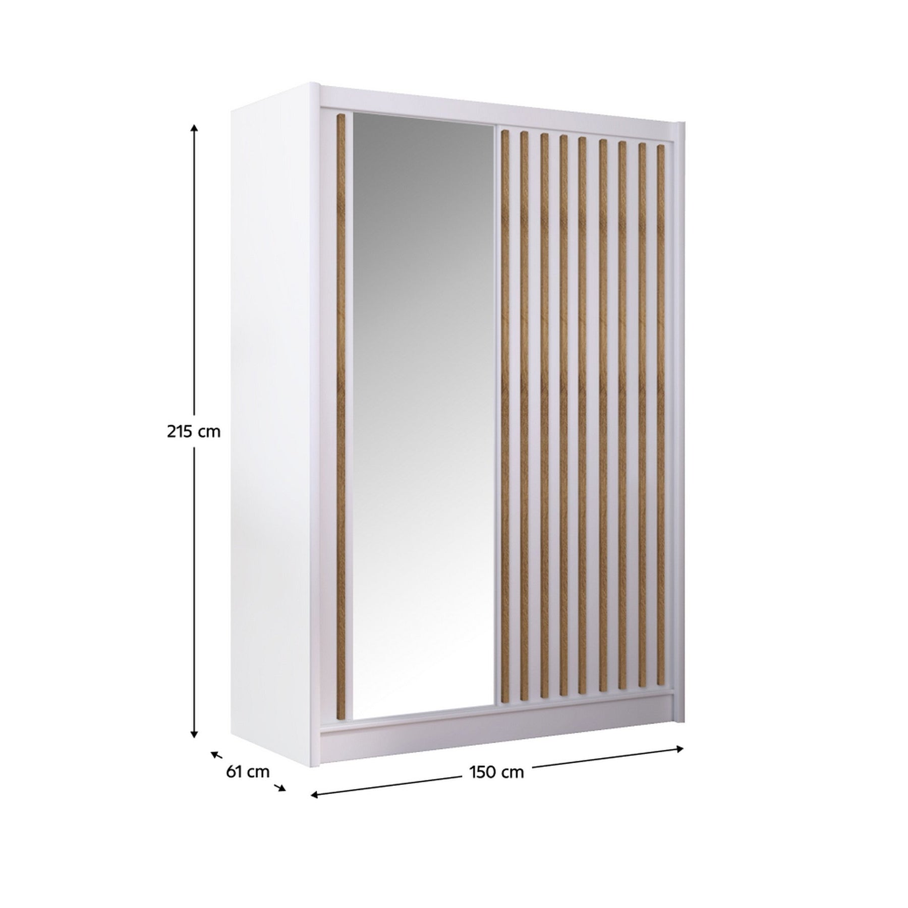 Dulap LADDER, alb/stejar craft, PAL melaminat/sticla, 150x61x215 cm