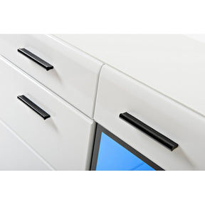 Comoda LAUREN HB, alb, PAL/sticla, 150x41x112 cm