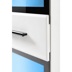 Comoda LAUREN HB, alb, PAL/sticla, 150x41x112 cm