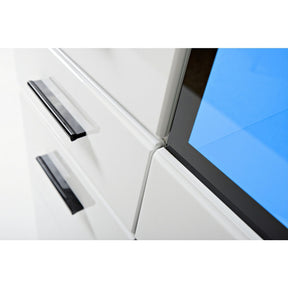 Comoda LAUREN HB, alb, PAL/sticla, 150x41x112 cm