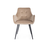 Scaun LEMON, bej/negru, stofa catifelata - Bluvel 28/metal, 57x47x85 cm