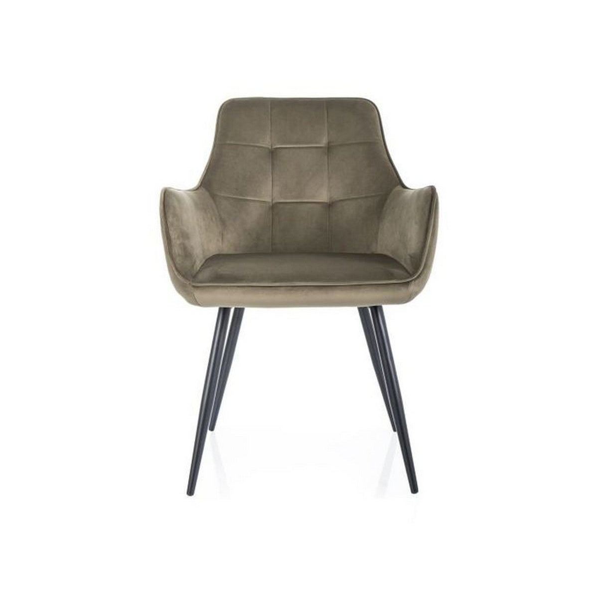 Scaun LEMON, verde olive/negru, stofa catifelata - Bluvel 77/metal, 57x47x85 cm