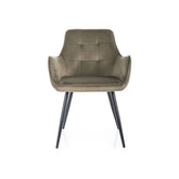 Scaun LEMON, verde olive/negru, stofa catifelata - Bluvel 77/metal, 57x47x85 cm
