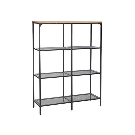 Etajera LEX A, stejar/negru, PAL laminat/metal, 100x36x136 cm
