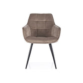 Scaun LILIA, bej inchis/negru, stofa catifelata - Bluvel 40/metal, 59x45x90 cm