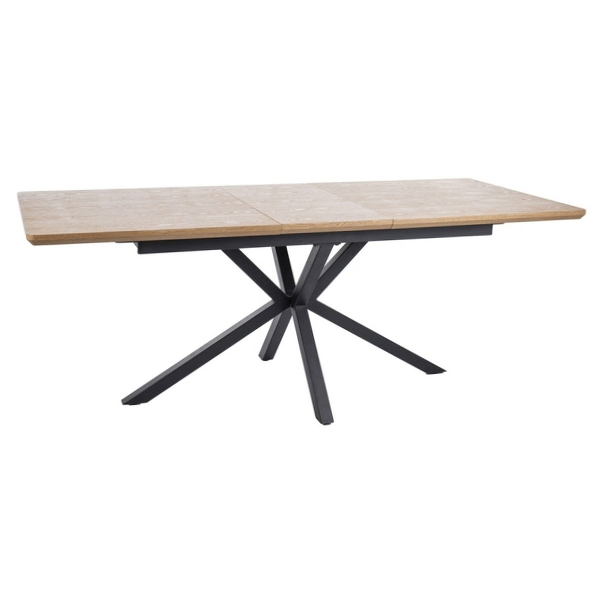 Masa extensibila LOGAN, stejar/negru, furnir/metal, 160/200x90x76 cm