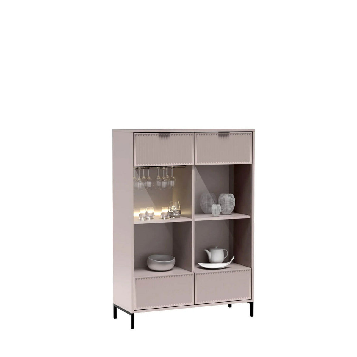 Vitrina LINKASTYLE LS8, casmir, PAL/sticla, 105x41x150 cm