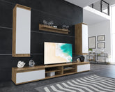 Mobilier living LUSIA, stejar/alb, PAL, 220x37x160 cm