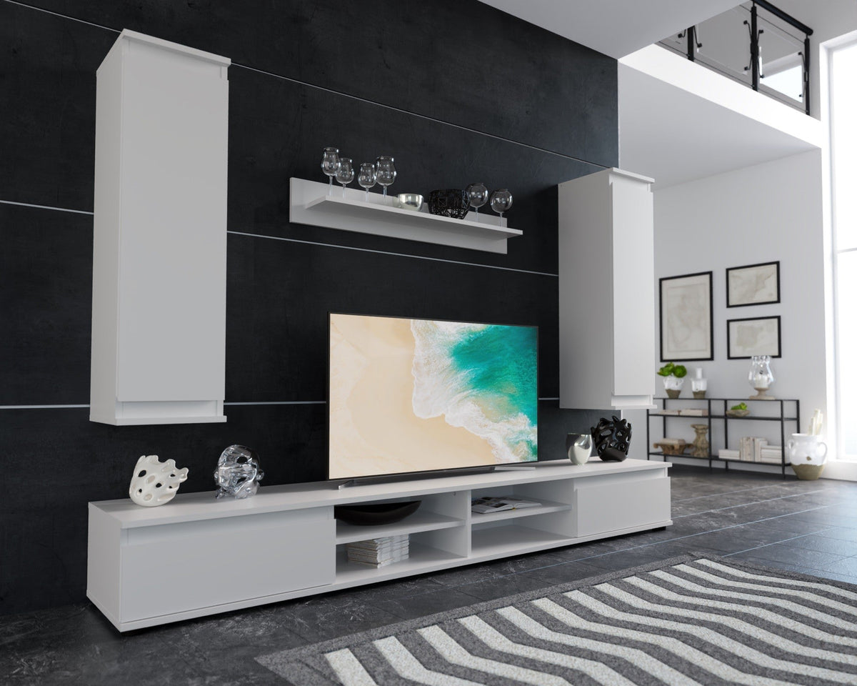 Mobilier living LUSIA, alb, PAL, 220x37x160 cm