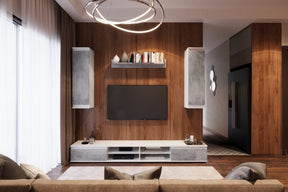 Mobilier living LUSIA, gri beton/alb, PAL, 220x37x160 cm