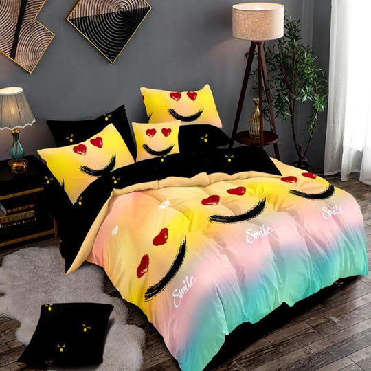 Set lenjerie pat finet M121, bumbac/poliester, multicolor, 220x240 cm, cu cearceaf pat, cearceaf pilota si 4 fete de perna