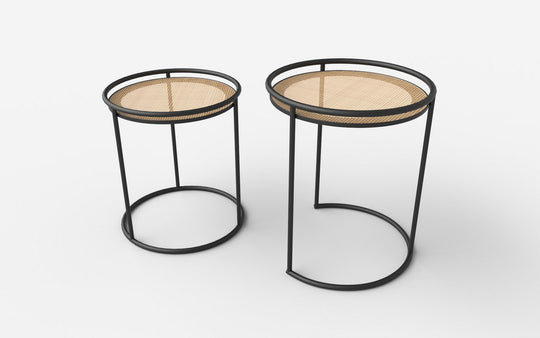 Set 2 masute de cafea MANADO negru/natural