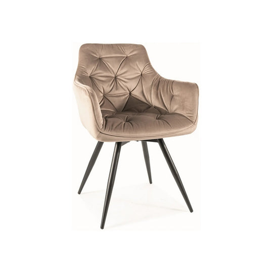 Scaun MANGO, bej/negru, stofa catifelata/metal, 57x45x83 cm