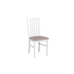 Scaun MILANO 1, alb/cappuccino - Dora 22, lemn de fag/stofa catifelata, 43x40x93 cm