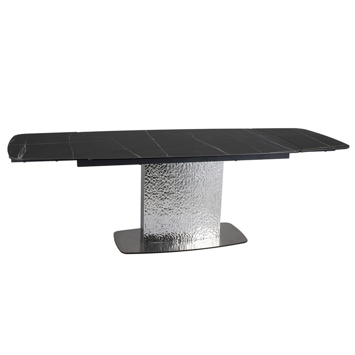 Masa extensibila MONCLER, negru/crom, sticla/ceramica/metal, 160/240x95x76 cm