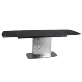 Masa extensibila MONCLER, negru/crom, sticla/ceramica/metal, 160/240x95x76 cm