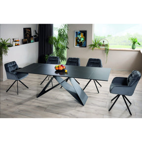 Masa extensibila WESTIN CERAMIC, sticla securizata/ceramica, negru, 160-240x90x77 cm