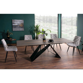 Masa extensibila WESTIN CERAMIC, sticla securizata/ceramica, maro/negru mat, 160-240x90x77 cm
