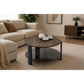 Masuta cafea LIRA, nuc/negru, 80x43 cm