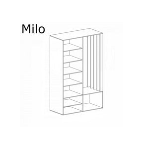 Set hol MILO, stejar atisan/negru, PAL laminat/metal, 100x33x189 cm