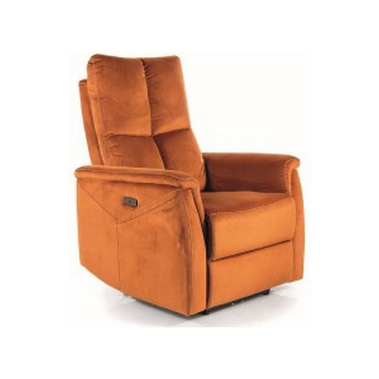 Fotoliu recliner NEPTUN M, stofa catifelata caramizie, functie masaj, 76x94x96 cm