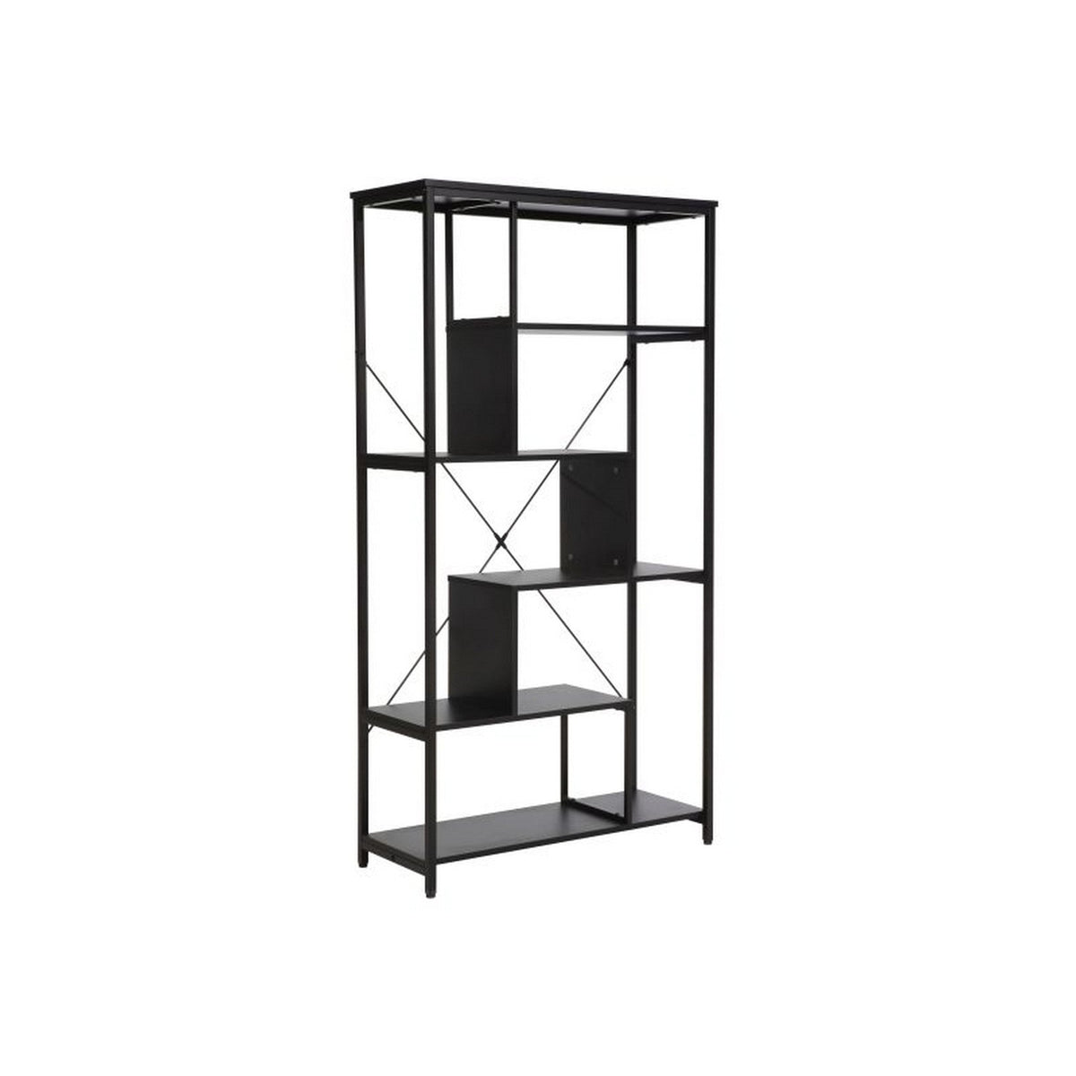 Biblioteca NET B, negru, PAL laminat/metal, 75x35x132 cm