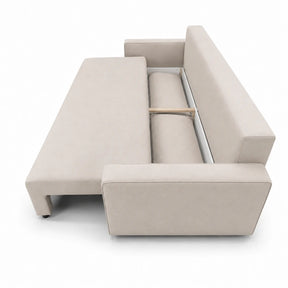 Canapea extensibila NICOLE, stofa catifelata bej - Salvador 02, cu lada depozitare, 232x100x90 cm