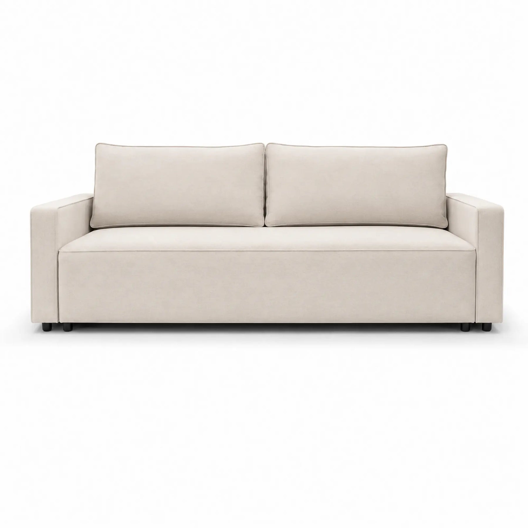 Canapea extensibila NICOLE, stofa catifelata bej - Salvador 02, cu lada depozitare, 232x100x90 cm