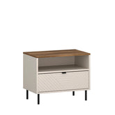 Noptiera pentru dormitor EVO, casmir/stejar, PAL laminat, 64x40x52 cm