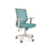 Scaun birou Q-320, albastru deschis/alb, stofa/plastic, 60x44x93/103 cm