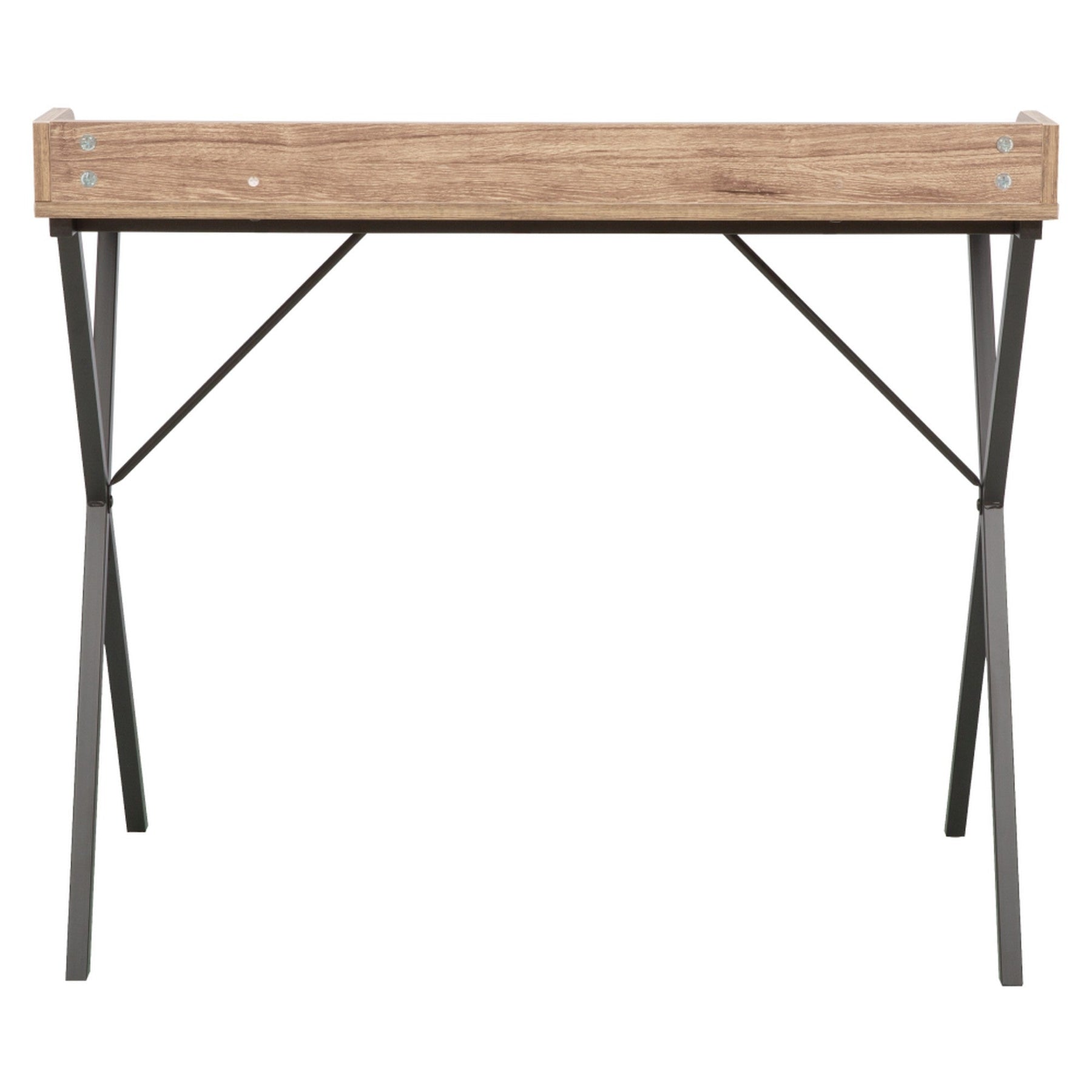 Masa birou OFIS, stejar/negru, DTD laminat/metal, 90x50x79 cm