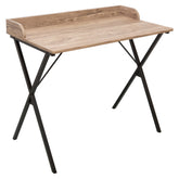 Masa birou OFIS, stejar/negru, DTD laminat/metal, 90x50x79 cm