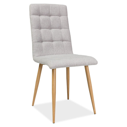 Scaun tapitat Otto, gri/stejar, stofa clasica/metal, 39X44X94 cm