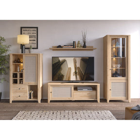 Vitrina PARILLA, stejar, PAL laminat/sticla, 73x42x206 cm