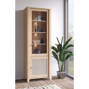 Vitrina PARILLA, stejar, PAL laminat/sticla, 73x42x206 cm