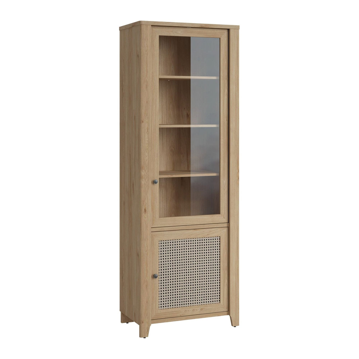 Vitrina PARILLA, stejar, PAL laminat/sticla, 73x42x206 cm