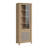 Vitrina PARILLA, stejar, PAL laminat/sticla, 73x42x206 cm