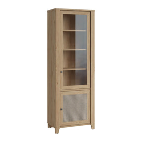 Vitrina PARILLA, stejar, PAL laminat/sticla, 73x42x206 cm