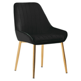 Scaun PERLIA, negru/auriu, stofa catifelata/auriu, 56x62x89 cm