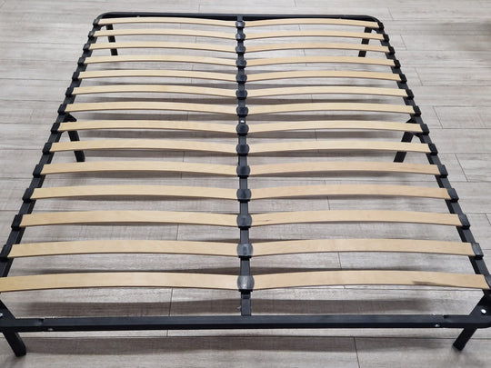 Somiera fixa IDENTO, fag/metal, cu 7 picioare si 28 sipci, 157x197x21.5 cm