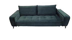 Canapea extensibila Stofa de Lux Senso, stofa catifelata verde inchis - Salvador 7, cu lada depozitare, 244x104x92 cm
