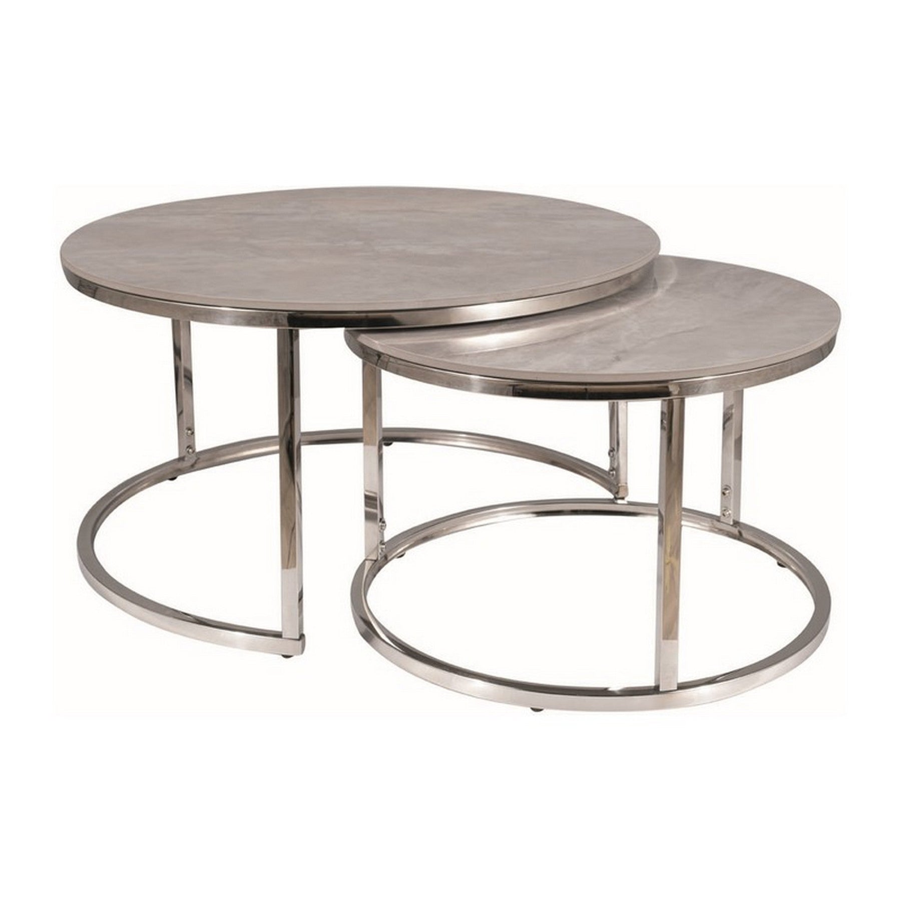 Set 2 masute PORTAFINO B, gri/crom, ceramica/metal, 60x45/45x40 cm
