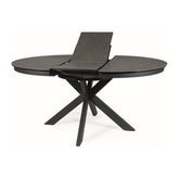 Masa extensibila PORTO, sticla/metal, gri inchis/negru mat, 120-160x120x76 cm