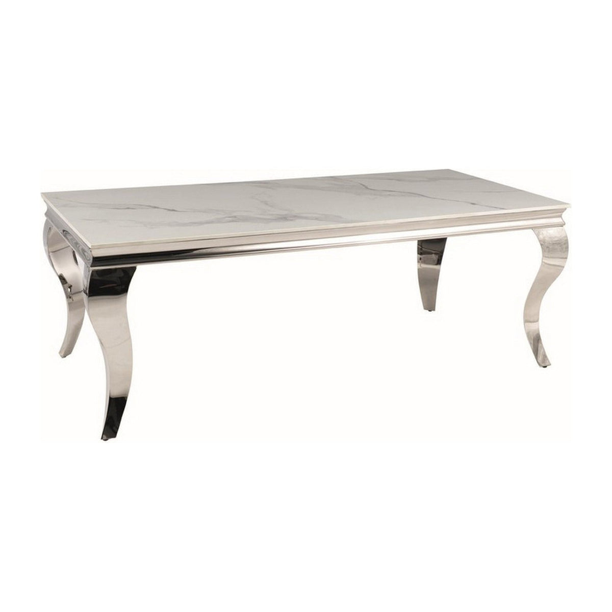 Masuta cafea PRINCE A, ceramica/otel, alb/crom, 120x60x45 cm