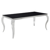 Masa PRINCE, sticla/metal, negru/crom, 150X90X75 cm